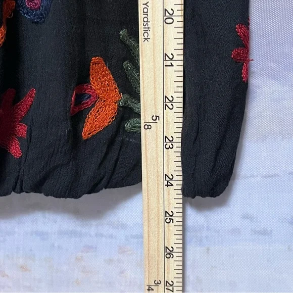 LAURIE FELT Black Peasant Blouse with Multicolor Floral Embroidery - Picture 15 of 16